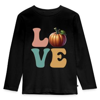 Citrouille Jack O lanterne Thanksgiving Halloween - T-shirt manches longues Premium Enfant - noir - Devant - AI Model Kid Male (0cm)