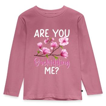 Funny Houseplant Orchid Gardening - Kids' Premium Longsleeve Shirt - mauve - Front - AI Model Kid Female (0cm)