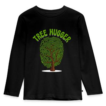 Environmentalist nature lover fingerprint - Kids' Premium Longsleeve Shirt - black - Front - AI Model Kid Male (0cm)