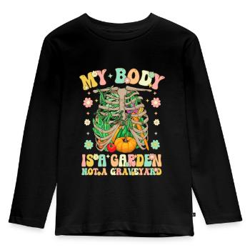 Régime végétalien Groovy à base de plantes - T-shirt manches longues Premium Enfant - noir - Devant - AI Model Kid Male (0cm)