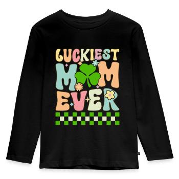 Groovy St. Patrick’s Day Maman irlandaise - T-shirt manches longues Premium Enfant - noir - Devant - AI Model Kid Male (0cm)