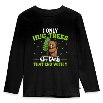 Tree Hugger Environmentalist Bear - Kids' Premium Longsleeve Shirt - black - Front - AI Model Kid Male (0cm)