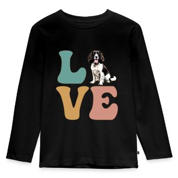 LOVE Springer Spaniel Chien - T-shirt manches longues Premium Enfant - noir - Devant - AI Model Kid Male (0cm)