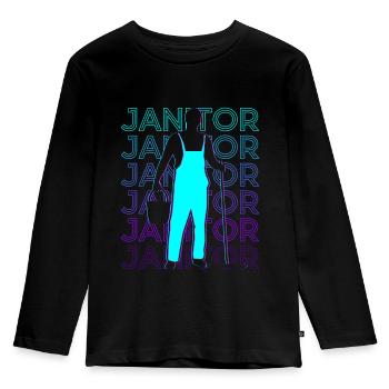 Nettoyant Gardien Rétro - T-shirt manches longues Premium Enfant - noir - Devant - AI Model Kid Male (0cm)