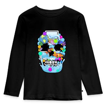 Frutiger Aero Aesthetic Tech Crâne Poissons Informatiques - T-shirt manches longues Premium Enfant - noir - Devant - AI Model Kid Male (0cm)