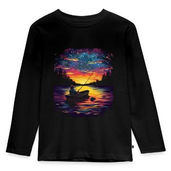 Fishing Fisherman Fisherman Pop Art - Kids' Premium Longsleeve Shirt - black - Front - AI Model Kid Male (0cm)
