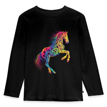Appaloosa Pferd Pop Art - Kinder Premium Bio Langarmshirt - Schwarz - Vorne - AI Model Kid Male (0cm)