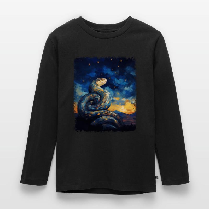 Kugelpython Schlange Sternennacht Gemälde Kinder Premium Bio Langarmshirt