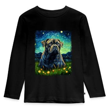Cane Corso Dog Starry Night Painting - Kids' Premium Longsleeve Shirt - black - Front - AI Model Kid Male (0cm)