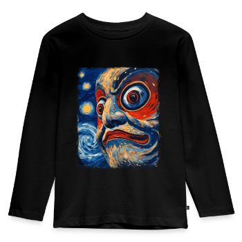 Daruma Puppe Japan Sternennacht Malerei - Kinder Premium Bio Langarmshirt - Schwarz - Vorne - AI Model Kid Male (0cm)