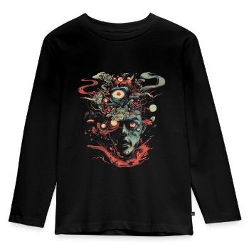 Esthétique Weirdcore Visage Bizarre Dreamcore Grunge - T-shirt manches longues Premium Enfant - noir - Devant - AI Model Kid Male (0cm)