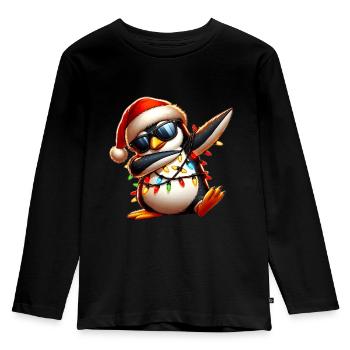 Tupfende Pinguin-Sonnenbrille Niedlich Weihnachten - Kinder Premium Bio Langarmshirt - Schwarz - Vorne - AI Model Kid Male (0cm)