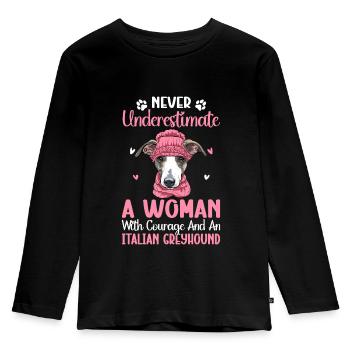 Mrs. Courage Italian Greyhound Dog Lover - Kids' Premium Longsleeve Shirt - black - Front - AI Model Kid Male (0cm)