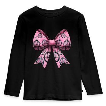 Coquette Bogen Einradfahren Einrad Muster Rosa - Kinder Premium Bio Langarmshirt - Schwarz - Vorne - AI Model Kid Male (0cm)