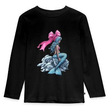 Coquette noeud Sirène Fille Ruban Rose - T-shirt manches longues Premium Enfant - noir - Devant - AI Model Kid Male (0cm)