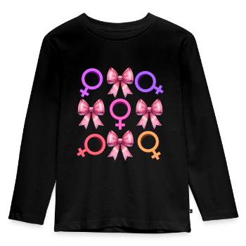 Nœud coquet Symbole féministe Féminisme - T-shirt manches longues Premium Enfant - noir - Devant - AI Model Kid Male (0cm)