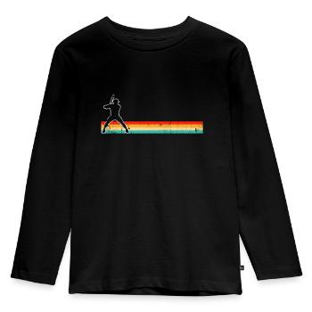 Baseball Rétro - T-shirt manches longues Premium Enfant - noir - Devant - AI Model Kid Male (0cm)