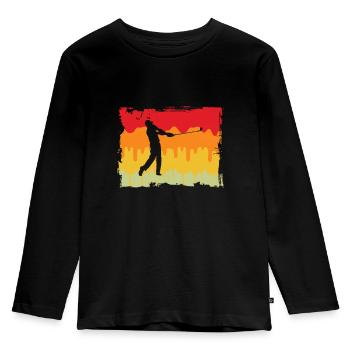 Golf Retro - Kinder Premium Bio Langarmshirt - Schwarz - Vorne - AI Model Kid Male (0cm)