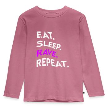 eat sleep rave repeat - Kinder Premium Bio Langarmshirt - Mauve - Vorne - AI Model Kid Female (0cm)