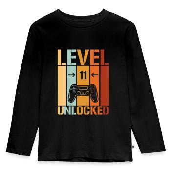 11. Geburtstag Level 11 unlocked - Kinder Premium Bio Langarmshirt - Schwarz - Vorne - AI Model Kid Male (0cm)