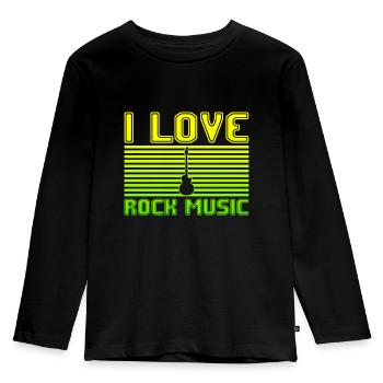 I love rock music - Kids' Premium Longsleeve Shirt - black - Front - AI Model Kid Male (0cm)