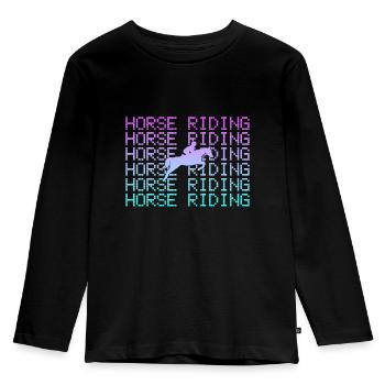 Équitation - T-shirt manches longues Premium Enfant - noir - Devant - AI Model Kid Male (0cm)