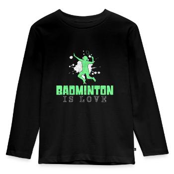 Badminton - Kinder Premium Bio Langarmshirt - Schwarz - Vorne - AI Model Kid Male (0cm)
