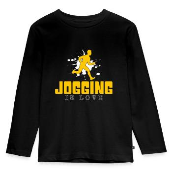 Joggen - Kinder Premium Bio Langarmshirt - Schwarz - Vorne - AI Model Kid Male (0cm)