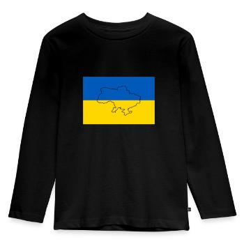 Drapeau de l’Ukraine - T-shirt manches longues Premium Enfant - noir - Devant - AI Model Kid Male (0cm)