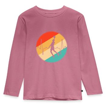Battement de cœur rétro baseball - T-shirt manches longues Premium Enfant - mauve - Devant - AI Model Kid Female (0cm)