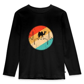 Camel Retro Heartbeat - Kids' Premium Longsleeve Shirt - black - Front - AI Model Kid Male (0cm)
