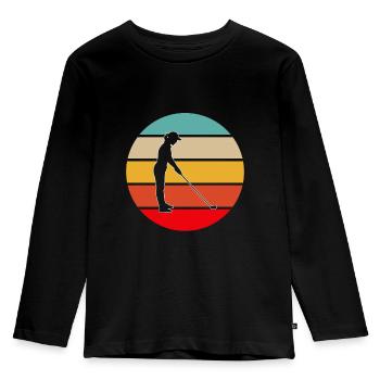 Golf Retro - Kinder Premium Bio Langarmshirt - Schwarz - Vorne - AI Model Kid Male (0cm)