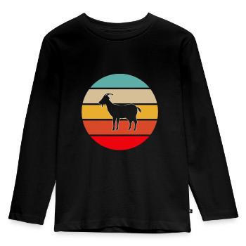 Goat Retro - Kids' Premium Longsleeve Shirt - black - Front - AI Model Kid Male (0cm)