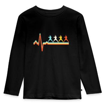 Baseball Retro Heartbeat - T-shirt manches longues Premium Enfant - noir - Devant - AI Model Kid Male (0cm)