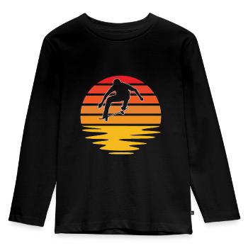 Skaten Retro - Kinder Premium Bio Langarmshirt - Schwarz - Vorne - AI Model Kid Male (0cm)