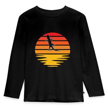 Lézard Rétro - T-shirt manches longues Premium Enfant - noir - Devant - AI Model Kid Male (0cm)