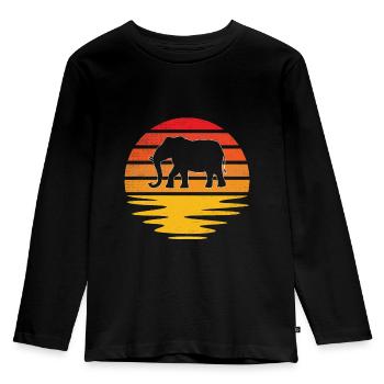 Elefant Retro - Kinder Premium Bio Langarmshirt - Schwarz - Vorne - AI Model Kid Male (0cm)