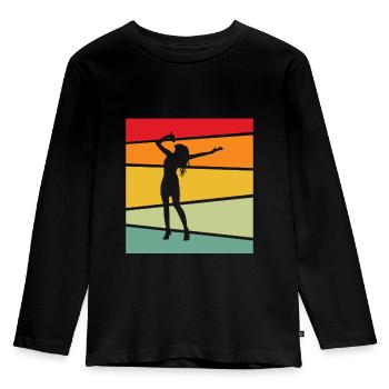 Chanter rétro - T-shirt manches longues Premium Enfant - noir - Devant - AI Model Kid Male (0cm)