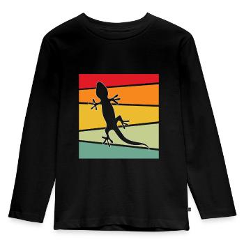 Eidechse Retro - Kinder Premium Bio Langarmshirt - Schwarz - Vorne - AI Model Kid Male (0cm)