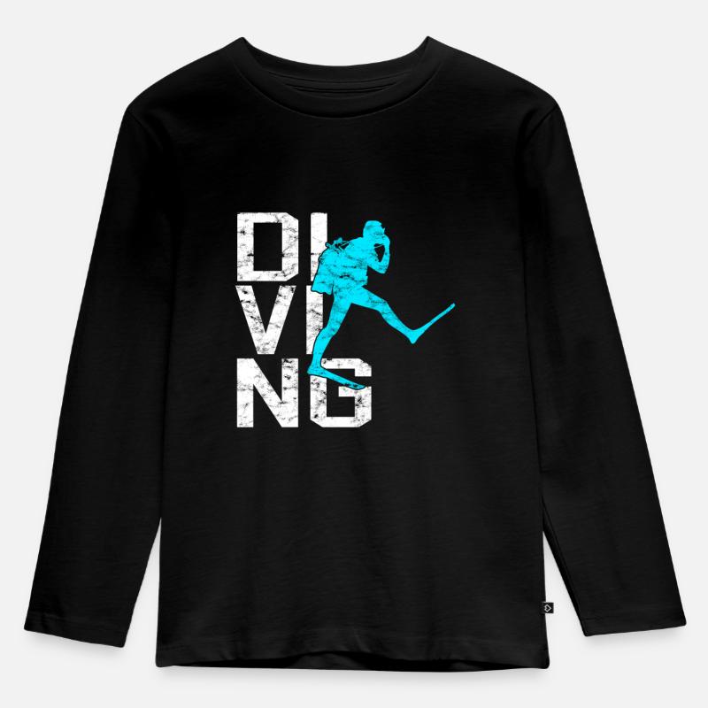 Tauchen - Kinder Premium Bio Langarmshirt - Schwarz