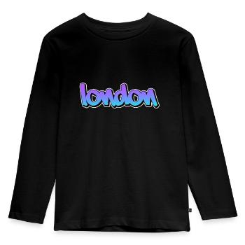 London - Kinder Premium Bio Langarmshirt - Schwarz - Vorne - AI Model Kid Male (0cm)