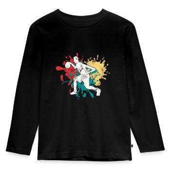 Basketball - Kinder Premium Bio Langarmshirt - Schwarz - Vorne - AI Model Kid Male (0cm)
