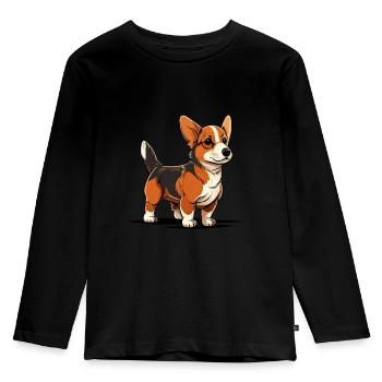 Chien dans le style comique - T-shirt manches longues Premium Enfant - noir - Devant - AI Model Kid Male (0cm)