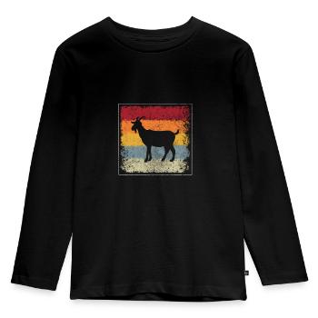 Goat Retro - Kids' Premium Longsleeve Shirt - black - Front - AI Model Kid Male (0cm)