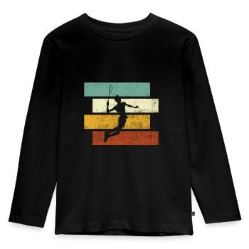 Badminton Rétro - T-shirt manches longues Premium Enfant - noir - Devant - AI Model Kid Male (0cm)