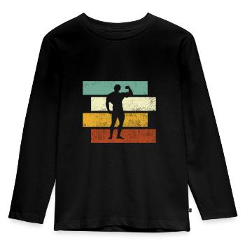 Body building Retro - Kinder Premium Bio Langarmshirt - Schwarz - Vorne - AI Model Kid Male (0cm)