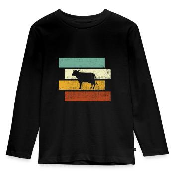Cow Retro - Kids' Premium Longsleeve Shirt - black - Front - AI Model Kid Male (0cm)