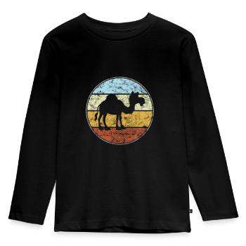 Rétro Dromadaire - T-shirt manches longues Premium Enfant - noir - Devant - AI Model Kid Male (0cm)