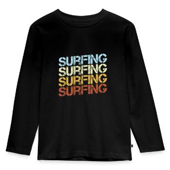 Surf Rétro - T-shirt manches longues Premium Enfant - noir - Devant - AI Model Kid Male (0cm)