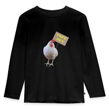 Free hen, free the hens, free hen - Kids' Premium Longsleeve Shirt - black - Front - AI Model Kid Male (0cm)